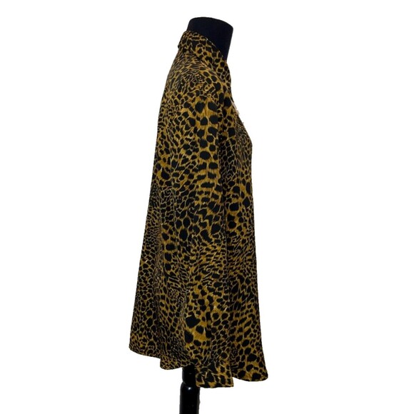 VTG Womens Animal Print Button Up Shirt M Tan Black Retro 90s Cheetah Mob Wife - Picture 5 of 13
